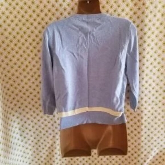 Anthropologie Field Flower Blue Cotton and Angora Floral Daisy Cardigan Large - Picture 5 of 6